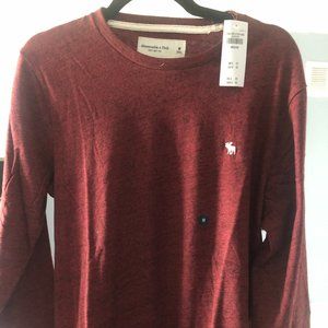 Abercrombie & Fitch Red Long-Sleeve Icon Crew Tee